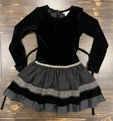 Vestido de terciopelo negro y dorado Bloome De Jeunne Fille para niñas talla 8 Foto 1 de 4
