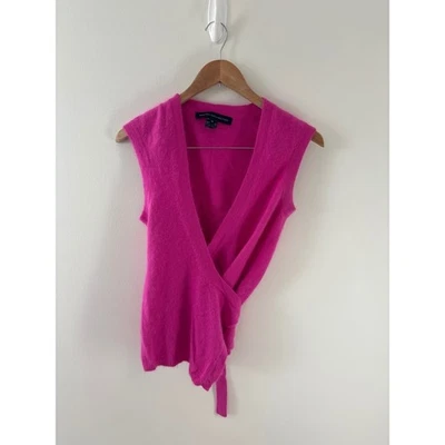 French Connection 热粉色裹身 V 领无袖毛衣背心 M — 第 1/4 张图片