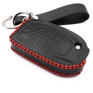 5 Buttons Black Leather for Volvo S60 S80 V70 XC70 XC90 Flip Key Case Fob Cover - Picture 1 of 5