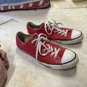 Converse All Star Shoes Mens 10.5 US Red Lace Up Low Top Upper Canvas - Picture 1 of 11