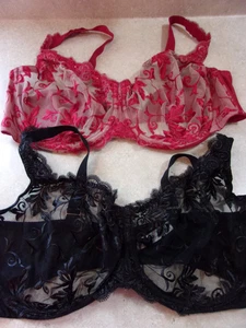 Lotto di 2 reggiseni Soma Sensuous in pizzo sfoderato 44DD blu/nero e blu/verde - Foto 1 di 9