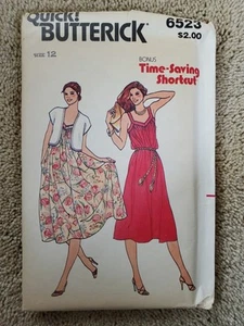 6523 Vintage Butterick Sewing Pattern Misses 1970s Loose Fitting Vest Dress 12 - Picture 1 of 3