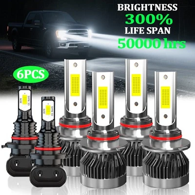 For BMW 740i 1993-1994 White LED Headlight + Fog Light Bulbs Hi Low Beam Kit - Image 1 of 4