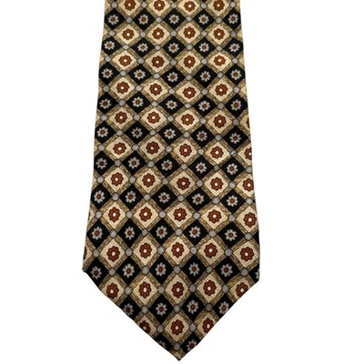 Brandy Cocktail Collection 100% Silk Tie Gold Black Floral Geometric Vintage 59” - Image 1 of 4
