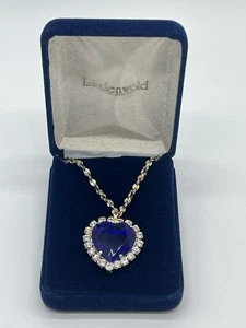 Vintage Lindenwold 1998 Titanic Movie Heart of Ocean Rhinestone 18'' Necklace - Picture 1 of 10