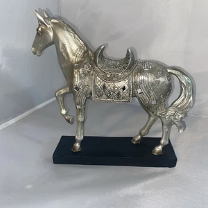Prancing Horse Bejeweled Ornate Design Silver Statue Sculpture Figurine - Picture 1 of 7