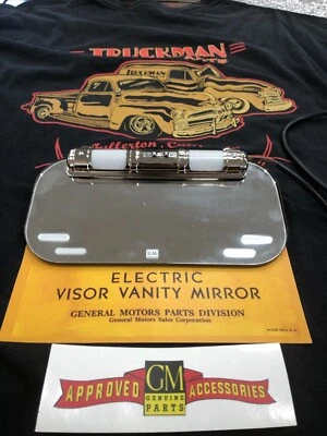 GM VANITY MIRROR CHEVROLET CAR GMC CARS 1946 1947  1948  NEW WITH LIGHT  - Image 1 of 4