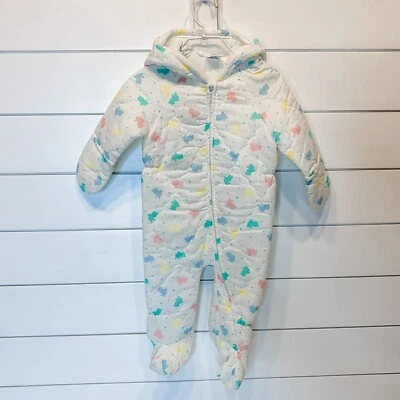 Traje de nieve vintage para bebé 12 meses niño niña Bunting 1984 MOTHERCARE conejito conejos Foto 1 de 4