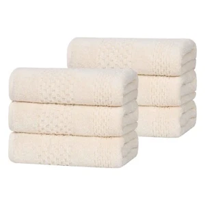 Playa Zero Twist Cotton Solid Waffle Textured Hand Towels, Set of 6 - Picture 1 of 50