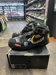 Size 11 - Nike Air Force 1 Mid '07 x Supreme Black 2018 - Picture 1 of 6