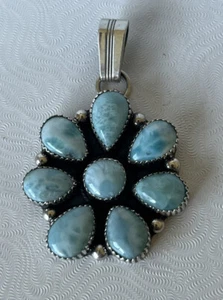 Larimar Pendant Sterling Silver TJM designed Navajo GBoyd Pd2035 - Picture 1 of 3