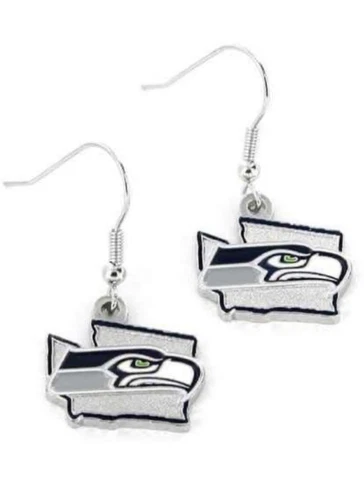 Seattle Seahawks State Design NFL Silver Dangle Earrings Hypo-Allergenic Cover