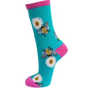 Womens Bamboo Bee Socks UK 4-7 EU 37-40, US 6-9 Novelty Ankle Daisy Flower Socks - Picture 1 of 2