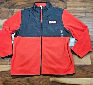 Giacca pile uomo grande logo Disney Marvel rosso e nero full zip con tasche - Foto 1 di 7