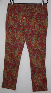 Pantalones informales de algodón cachemir rojo brillante talla 12 (35x29) Lauren Ralph Lauren LRL nuevos sin etiquetas - Imagen 1 de 6