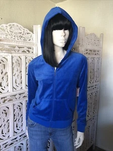 Felpa con cappuccio JUICY COUTURE-Bling Graphic Velour Full J-Zip blu taglia media - Foto 1 di 17