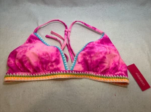 Triangel-Bikinioberteil mit Häkelbesatz für Jugendliche - Xhilaration™ rosa Batik Größe XL - Bild 1 von 4