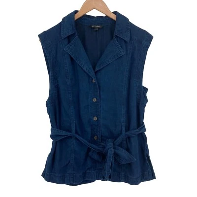 Banana Republic Chaleco Chaqueta Mujer Pequeño Azul Denim 100% Lyocell Muesca Cuello Abertura Foto 1 de 4