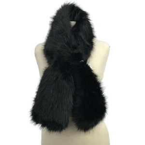 2 Sciarpa stola pelliccia sintetica nera tinta unita chic vecchia Hollywood retrò trendy inverno autunno - Foto 1 di 4