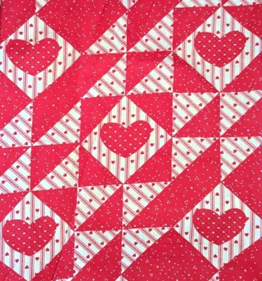 Vtg 1980s Country Valentines Hearts Fabric quilt pattern 3.5 yards - Image 1 of 4
