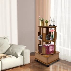 Multi Storage Table, Side Table with Rolling Wheels, Removable Swivel Bookcase - Picture 1 of 19