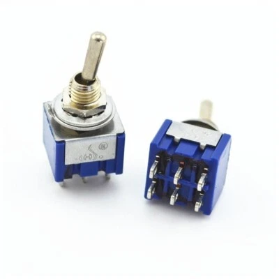 INTERRUTTORE A LEVETTA ON-OFF 6 PIN DEVIATORE SWITCH 3 POSIZIONI 6 A - Immagine 1 di 2