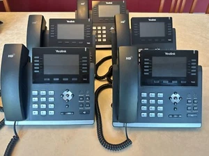 5X Yealink T46G SIP-T46G PoE VoIP IP Phone, Handset, Stand, & QD Headset Cable - Picture 1 of 5