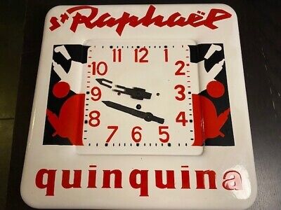 Ancienne Horloge  Publicitaire  Plaque émaillée APERITIF QUINQUINA SAINT RAPHAEL • 300€