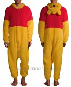 Winnie The Pooh Bear Mens Union Suit Halloween Costume One Piece Adult Women NWT