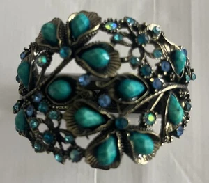 Vintage Armreif blau und grün Strass - Bild 1 von 6