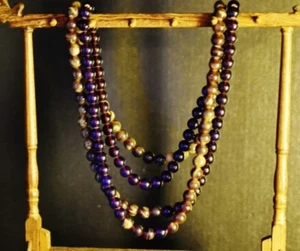 Sumatra Kirsche Bernstein 108 Braun und Grau Buddhistischer Spieler Runde Perlen Halskette 50" - Bild 1 von 7