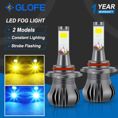 H10 9145 LED Fog Light Bulb Dual Color Yellow & Ice Blue Switchback Strobe Flash - Image 1 of 4