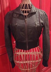 Urbanvibe Women's 80's Style Black Zip Jacket Sz. S - Picture 1 of 8