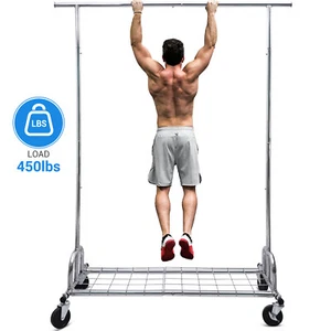 Clothes Rack with Wheels Heavy Duty Clothing Garment Rack with Hanging Rod 450lb - Picture 1 of 17