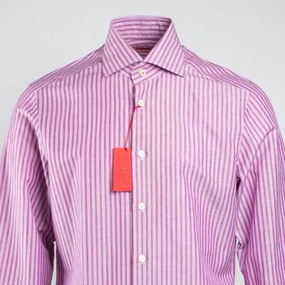 Camicia abito rosa a righe cotone e lino KITON CIPA 1960 nuova con etichette $1350 taglia:16/41 - Immagine 1 di 4