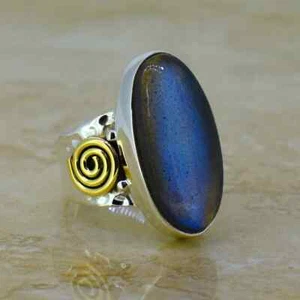 Natural Labradorite Ring,925 Sterling Silver,Bohemian Ring,All Sizes 3 to 14 - Picture 1 of 9