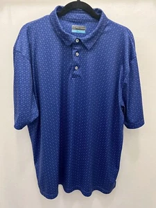 PGA Tour Herren XL Poloshirt Blau Geometrisches Muster Polyester Golf Kurzarm - Bild 1 von 4