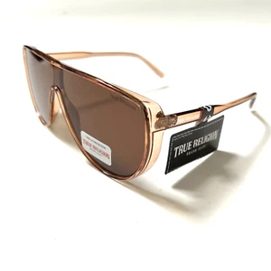 New Original TRUE RELIGION Aviator Shield Sunglasses Acetate Transparent Brown - Picture 1 of 6