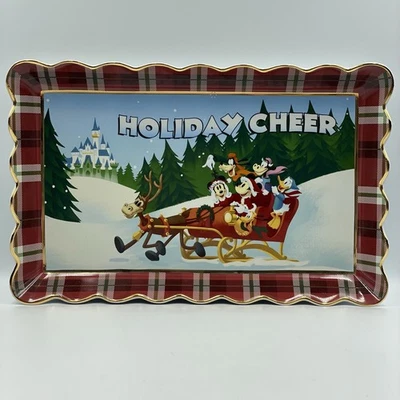 Mickey & Friends Holiday Cheer Ceramic Serving Tray Dish Disney Christmas - Image 1 of 4