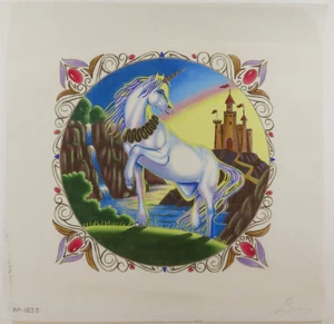 HANDPAINTED NEEDLEPOINT - Unicorn in Fairytale Land (93) - Picture 1 of 1