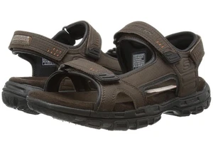 Men’s 13 Sandals Skechers Garver Louden Brown NEW NIB Vegan Memory Foam 360 - Picture 1 of 9