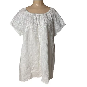 NWT J. JILL white eyelet peasant top size XL cottagecore linen beachy - Picture 1 of 14