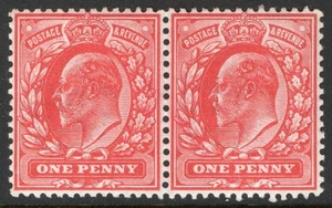 Großbritannien SG219 King Edward VII 1902 1d Scarlet Definitive Pair MNH - Bild 1 von 1