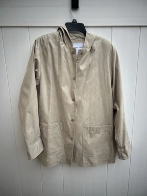 Larry Levine Sport Beige Sudadera con Capucha Gamuza Chaqueta Mujer Pequeña * Almohadillas para los Hombros De Colección Foto 1 de 4