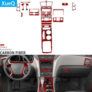 23Pcs Red Carbon Fibe Kits Full Interior Dash Trim For Chevrolet Traverse 09-12 - Picture 1 of 13