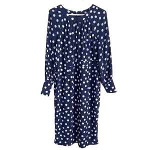Boden 10 Portia Dress French Navy Polka Dot Long Sleeve Preppy Career Corpcore - Picture 1 of 11