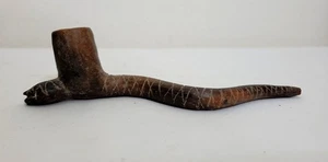 Vintage handgeschnitzte Schlangenbild Pfeife - Indianer Stil Stein/Ton A1 - Bild 1 von 7