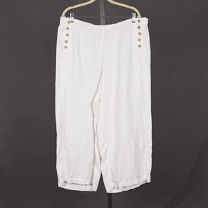 J.Jill Love Linen Wide Leg Sailor Pants XL Cropped Casual Nautical Coastal Beach - Picture 1 of 5