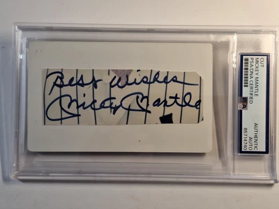Mickey Mantle firmado e inscrito personalizado con #6 movimiento postal en la parte posterior Psa #4740 Foto 1 de 4