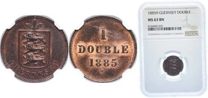 Guernsey 1885 H 1 Double Bronze NGC MS 63 - Picture 1 of 1
